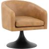SAFAVIEH Couture Collection Gonzalez Mid-Century Modern Light Brown Faux Leather/Black Pedestal Chair(Light Brown/Black)