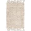 SAFAVIEH Natural Fiber Collection Area Rug – 8′ x 10′, Blue, Handmade Boho Fringe Woven Jute, Ideal for High Traffic Areas in Living Room, Bedroom (NF368E)(Ivory)