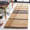 SAFAVIEH Area Rug 8×10 – Natural Fiber Collection – Large – Natural & Brown, Handmade Braided Jute, Stripe Pattern, Ideal for Living Room, Bedroom, Dining Space (NFB262T)(Natural/Black)