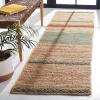 SAFAVIEH Area Rug 8×10 – Natural Fiber Collection – Large – Natural & Brown, Handmade Braided Jute, Stripe Pattern, Ideal for Living Room, Bedroom, Dining Space (NFB262T)(Natural/Green)