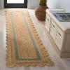 SAFAVIEH Area Rug 8×10 – Natural Fiber Collection – Large – Natural & Ivory, Handmade Jute, Rustic Farmhouse Style, Ideal for Living Room, Bedroom, Dining Space (NF896A)(Natural/Light Green)