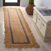 SAFAVIEH Area Rug 8×10 – Natural Fiber Collection – Large – Natural & Ivory, Handmade Jute, Rustic Farmhouse Style, Ideal for Living Room, Bedroom, Dining Space (NF896A)(Natural/Blue)