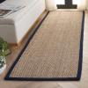 SAFAVIEH Area Rug 8×10 – Natural Fiber Collection – Large – Natural & Ivory, Seagrass, Ideal for Living Room, Bedroom, Dining Space (NF111J)(Natural/Navy Blue)
