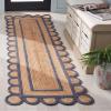 SAFAVIEH Area Rug 8×10 – Natural Fiber Collection – Large – Natural & Olive, Handmade Jute, Ideal for Living Room, Bedroom, Dining Space (NFB125X)(Natural/Blue)