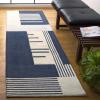 SAFAVIEH Area Rug 8×10 – Rodeo Drive Collection – Large – Navy & Ivory, Handmade Wool, Mid-Century Modern Design, Ideal for Living Room, Bedroom, Office, Dining Space (RD176N)(Navy/Ivory)