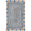 SAFAVIEH Cape Cod Collection 8′ x 10′ Green / Natural CAP201Y Handmade Boho Braided Jute & Cotton Living Room Dining Bedroom Area Rug(Blue/Beige)
