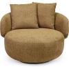 SAFAVIEH Couture – Karolie Swivel Accent Chair – Light Brown Performance Fabric – Fully Assembled – Ideal for Living Room, Bedroom, 17.7″ Seat Height (SFV2407A)(Light Brown)
