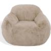 SAFAVIEH Couture Collection – Lorianna Cream Faux Fur Bean Bag Chair, Oversized Lounge Seating, Fully Assembled, Made in USA (SFV2010A)(Light Brown)