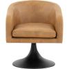 SAFAVIEH Couture Collection Gonzalez Mid-Century Modern Light Brown Faux Leather/Black Pedestal Chair(Light Brown/Black)