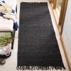 SAFAVIEH Natural Fiber Collection Area Rug – 8′ x 10′, Blue, Handmade Boho Fringe Woven Jute, Ideal for High Traffic Areas in Living Room, Bedroom (NF368E)(Black)