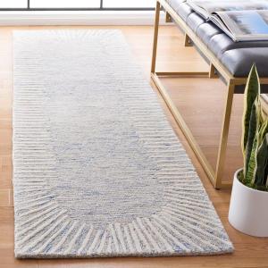 SAFAVIEH Abstract Collection Area Rug – 5′ x 8′, Black & Ivory, Handmade Wool, Ideal for High Traffic Areas in Living Room, Bedroom (ABT478Z)(Blue/Ivory)