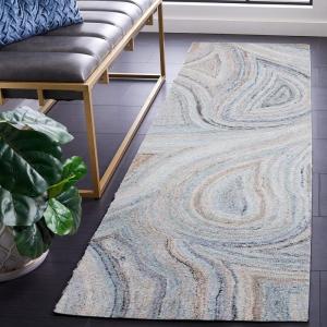 SAFAVIEH Area Rug 8×10 – Abstract Collection – Large – Beige & Blue, Handmade Wool, Ideal for Living Room, Bedroom, Office, Dining Space (ABT147M)(Beige/Blue)
