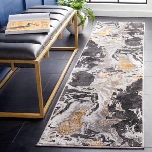 SAFAVIEH Area Rug 8×10 – Amelia Collection – Large – Charcoal & Grey, Modern Design, Non-Shedding & Easy Cleaning, Ideal for Living Room, Bedroom, Office, Dining Space (ALA277J)(Charcoal/Gold)
