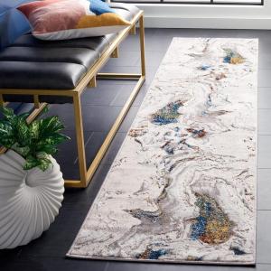 SAFAVIEH Area Rug 8×10 – Amelia Collection – Large – Charcoal & Grey, Modern Design, Non-Shedding & Easy Cleaning, Ideal for Living Room, Bedroom, Office, Dining Space (ALA277J)(Grey/Blue Gold)