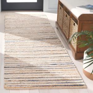 SAFAVIEH Area Rug 8×10 – Cape Cod Collection – Large – Natural & Green, Geometric Design, Ideal for Living Room, Bedroom, Office, Dining Space (CAP151Y)(Natural/Light Blue)