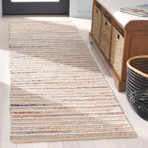 SAFAVIEH Area Rug 8×10 – Cape Cod Collection – Large – Natural & Green, Geometric Design, Ideal for Living Room, Bedroom, Office, Dining Space (CAP151Y)(Natural/Rust)