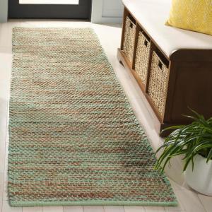 SAFAVIEH Area Rug 8×10 – Cape Cod Collection – Large – Pink & Natural, Handmade Jute & Cotton, Ideal for Living Room, Bedroom, Dining Space (CAP236U)(Green/Natural)