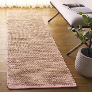 SAFAVIEH Area Rug 8×10 – Cape Cod Collection – Large – Pink & Natural, Handmade Jute & Cotton, Ideal for Living Room, Bedroom, Dining Space (CAP236U)(Pink/Natural)