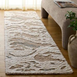 SAFAVIEH Area Rug 8×10 – Casablanca Collection – Large – Ivory & Brown, Handmade Wool, High-Low Shaggy Pile, Ideal for Living Room, Bedroom, Dining Space (CSB440A)(Ivory/Brown)