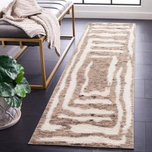 SAFAVIEH Area Rug 8×10 – Casablanca Collection – Large – Ivory & Grey, Hand-Knotted New Zealand Wool, Ideal for Living Room, Bedroom, Dining Space (CSB541F)(Ivory/Light Brown)