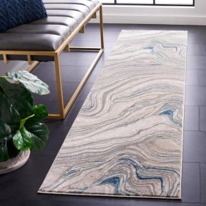 SAFAVIEH Area Rug 8×10 – Meadow Collection – Large – Rust & Ivory, Modern Abstract Design, Non-Shedding & Easy Cleaning, Ideal for Living Room, Bedroom, Office, Dining Space (MDW564P)(Beige/Blue)
