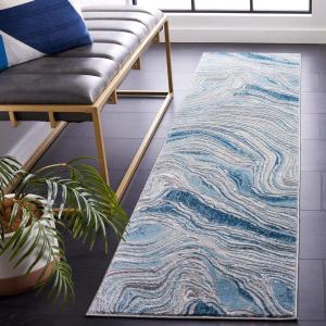 SAFAVIEH Area Rug 8×10 – Meadow Collection – Large – Rust & Ivory, Modern Abstract Design, Non-Shedding & Easy Cleaning, Ideal for Living Room, Bedroom, Office, Dining Space (MDW564P)(Blue/Grey)