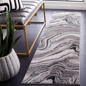 SAFAVIEH Area Rug 8×10 – Meadow Collection – Large – Rust & Ivory, Modern Abstract Design, Non-Shedding & Easy Cleaning, Ideal for Living Room, Bedroom, Office, Dining Space (MDW564P)(Black/Grey)
