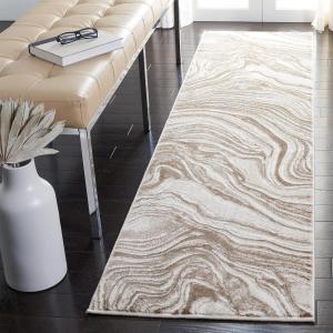 SAFAVIEH Area Rug 8×10 – Meadow Collection – Large – Rust & Ivory, Modern Abstract Design, Non-Shedding & Easy Cleaning, Ideal for Living Room, Bedroom, Office, Dining Space (MDW564P)(Beige/Brown)