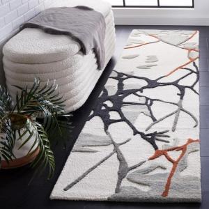 SAFAVIEH Area Rug 8×10 – Metro Collection – Large – Ivory & Grey, Handmade Wool, Ideal for Living Room, Bedroom, Office, Dining Space (MET884F)(Ivory/Grey)