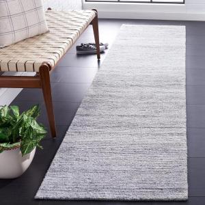 SAFAVIEH Area Rug 8×10 – Natural Fiber Collection – Large – Black & Natural, Handmade Flat Weave Jute, Farmhouse Geometric Design, Ideal for Living Room, Bedroom, Dining Space (NF379Z)(Grey/Ivory)