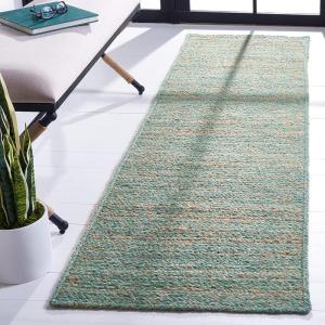 SAFAVIEH Area Rug 8×10 – Natural Fiber Collection – Large – Black & Natural, Handmade Wool & Jute, Ideal for Living Room, Bedroom, Dining Space (NFB950Z)(Green/Natural)