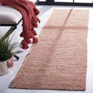 SAFAVIEH Area Rug 8×10 – Natural Fiber Collection – Large – Black & Natural, Handmade Wool & Jute, Ideal for Living Room, Bedroom, Dining Space (NFB950Z)(Pink/Natural)