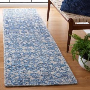 SAFAVIEH Area Rug 8×10 – Natural Fiber Collection – Large – Natural & Gold, Handmade Flat Weave Jute, Farmhouse Stripe Pattern, Ideal for Living Room, Bedroom, Dining Space (NF810D)(Blue)