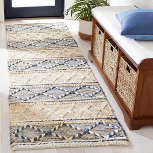 SAFAVIEH Area Rug 8×10 – Natural Fiber Collection – Large – Natural & Grey, Handmade Flat Weave Jute & Wool, Moroccan Boho Tribal Rustic Design, Ideal for Living Room, Bedroom, Dining Space (NF375A)(Natural/Grey)