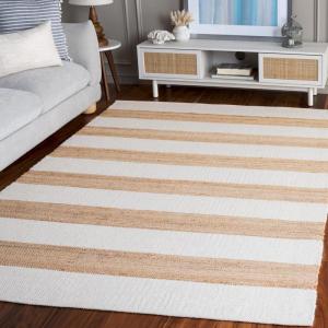 SAFAVIEH Area Rug 8×10 – Natural Fiber Collection – Large – Natural & Ivory, Handmade Jute, Ideal for Living Room, Bedroom, Dining Space (NF609A)(Natural/Ivory)