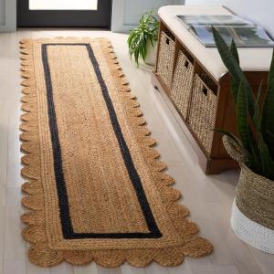 SAFAVIEH Area Rug 8×10 – Natural Fiber Collection – Large – Natural & Ivory, Handmade Jute, Rustic Farmhouse Style, Ideal for Living Room, Bedroom, Dining Space (NF896A)(Natural/Black)