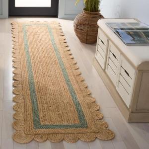 SAFAVIEH Area Rug 8×10 – Natural Fiber Collection – Large – Natural & Ivory, Handmade Jute, Rustic Farmhouse Style, Ideal for Living Room, Bedroom, Dining Space (NF896A)(Natural/Light Green)