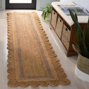 SAFAVIEH Area Rug 8×10 – Natural Fiber Collection – Large – Natural & Ivory, Handmade Jute, Rustic Farmhouse Style, Ideal for Living Room, Bedroom, Dining Space (NF896A)(Natural/Grey)