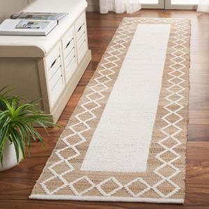 SAFAVIEH Area Rug 8×10 – Natural Fiber Collection – Large – Natural & Ivory, Handmade Wool & Jute, Farmhouse Style, Ideal for Living Room, Bedroom, Dining Space (NFB279A)(Natural/Ivory)