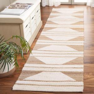 SAFAVIEH Area Rug 8×10 – Natural Fiber Collection – Large – Natural & Ivory, Handmade Wool & Jute, Farmhouse Style, Ideal for Living Room, Bedroom, Dining Space (NFB280A)(Natural/Ivory)