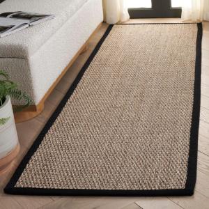 SAFAVIEH Area Rug 8×10 – Natural Fiber Collection – Large – Natural & Ivory, Seagrass, Ideal for Living Room, Bedroom, Dining Space (NF111J)(Natural/Black)