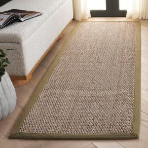 SAFAVIEH Area Rug 8×10 – Natural Fiber Collection – Large – Natural & Ivory, Seagrass, Ideal for Living Room, Bedroom, Dining Space (NF111J)(Natural/Olive)