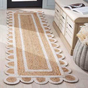 SAFAVIEH Area Rug 8×10 – Natural Fiber Collection – Large – Natural & Olive, Handmade Jute, Ideal for Living Room, Bedroom, Dining Space (NFB125X)(Natural/Ivory)