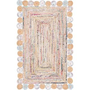 SAFAVIEH Cape Cod Collection 8′ x 10′ Green / Natural CAP201Y Handmade Boho Braided Jute & Cotton Living Room Dining Bedroom Area Rug(Beige/Multi)
