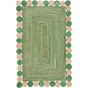 SAFAVIEH Cape Cod Collection 8′ x 10′ Green / Natural CAP201Y Handmade Boho Braided Jute & Cotton Living Room Dining Bedroom Area Rug(Green/Natural)