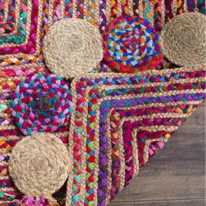 SAFAVIEH Cape Cod Collection 8′ x 10′ Green / Natural CAP201Y Handmade Boho Braided Jute & Cotton Living Room Dining Bedroom Area Rug(Red/Multi)