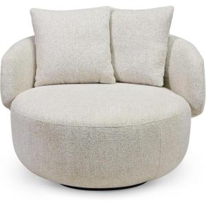 SAFAVIEH Couture – Karolie Swivel Accent Chair – Light Brown Performance Fabric – Fully Assembled – Ideal for Living Room, Bedroom, 17.7″ Seat Height (SFV2407A)(Taupe)