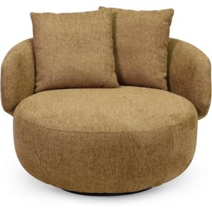 SAFAVIEH Couture – Karolie Swivel Accent Chair – Light Brown Performance Fabric – Fully Assembled – Ideal for Living Room, Bedroom, 17.7″ Seat Height (SFV2407A)(Light Brown)