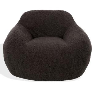 SAFAVIEH Couture Collection – Lorianna Cream Faux Fur Bean Bag Chair, Oversized Lounge Seating, Fully Assembled, Made in USA (SFV2010A)(Dark Grey)
