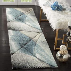 SAFAVIEH Hollywood Collection Area Rug – 9′ x 12′, Beige & Blue, Mid-Century Modern Design, Non-Shedding & Easy Care, Ideal for High Traffic Areas in Living Room, Bedroom (HLW715B)(Grey/Teal)